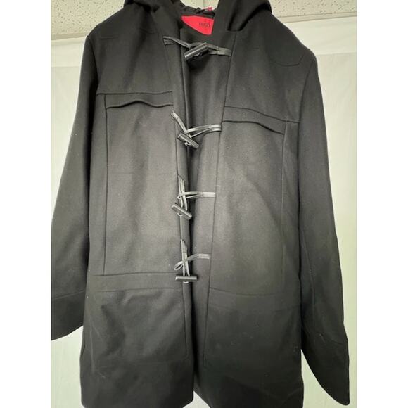 NEW Hugo Boss Wool Hooded Duffle Coat Jacket Toggle Zipper-Up Gray Mens Size 44R - Picture 3 of 11